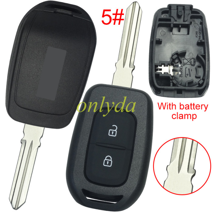 Renault New Dacia Rear Cover  2 button remote key blank with logo, pls choose blade