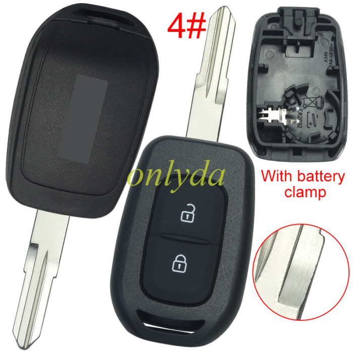 Renault New Dacia Rear Cover  2 button remote key blank with logo, pls choose blade