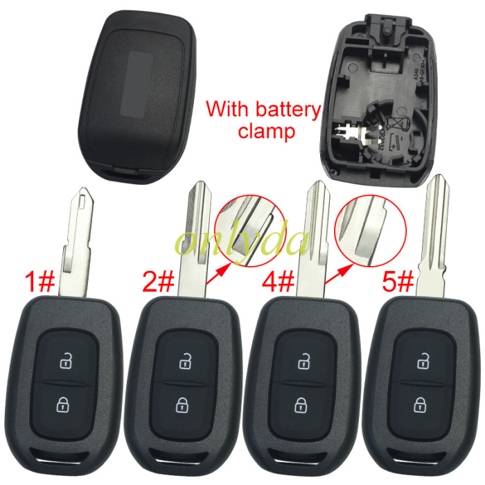 Renault New Dacia Rear Cover  2 button remote key blank with logo, pls choose blade