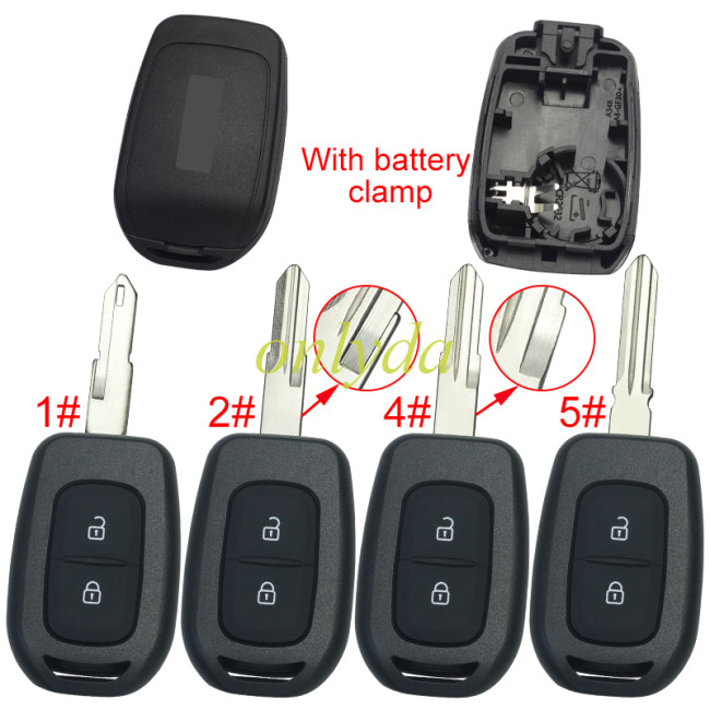 Renault New Dacia Rear Cover 2 button remote key blank with logo, pls choose blade