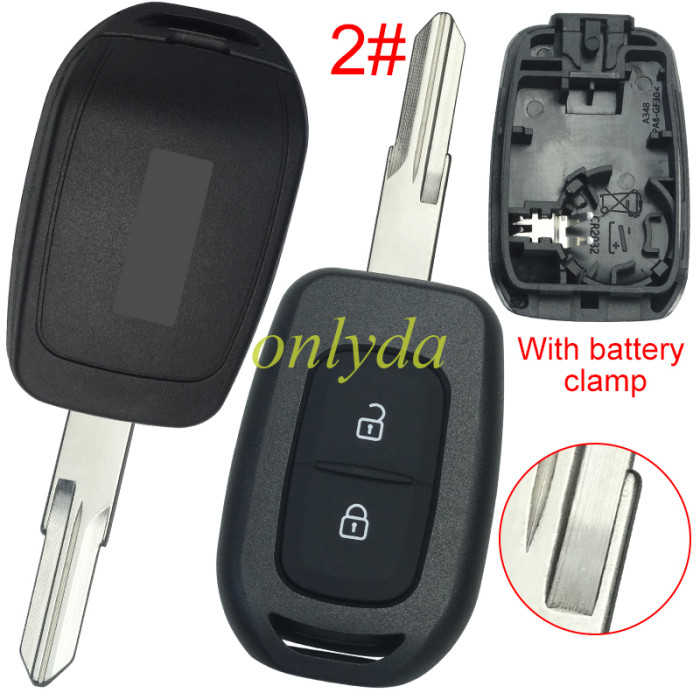 Renault New Dacia Rear Cover  2 button remote key blank with logo, pls choose blade