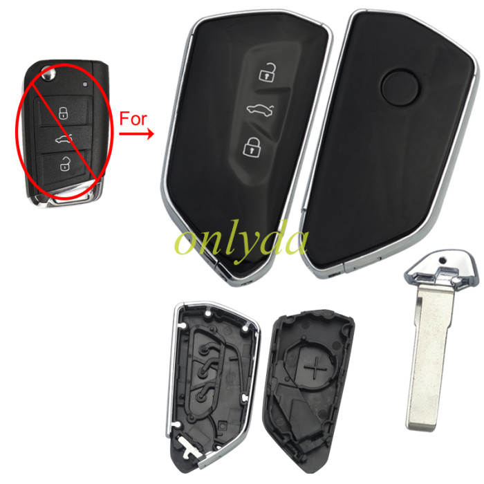 For VW 3 button modified remote key blank with hu66 blade