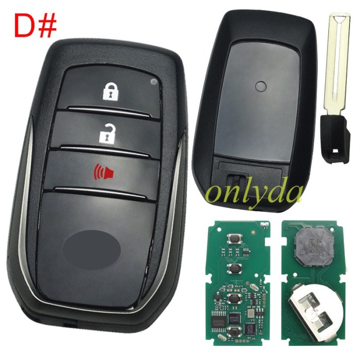 For Toyota Hliux remote key with 314.35-312.09 /433.58-434.3MHZ with Toyota H chip BM1ET 61A965-0182, pls choose model