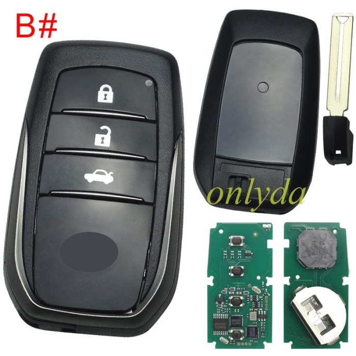 For Toyota Hliux remote key with 314.35-312.09 /433.58-434.3MHZ with Toyota H chip BM1ET 61A965-0182, pls choose model