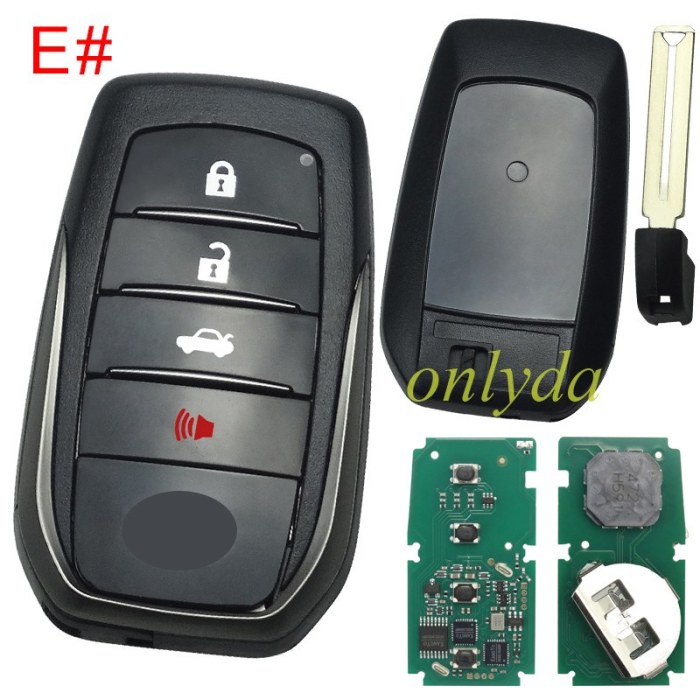 For Toyota Hliux remote key with 314.35-312.09 /433.58-434.3MHZ with Toyota H chip BM1ET 61A965-0182, pls choose model