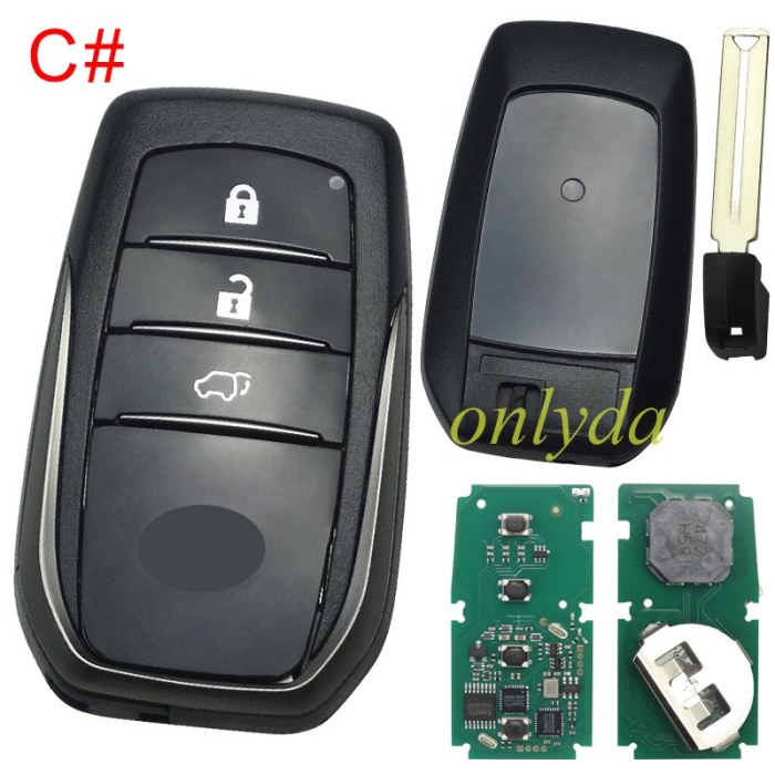 For Toyota Hliux remote key with 314.35-312.09 /433.58-434.3MHZ with Toyota H chip BM1ET 61A965-0182, pls choose model