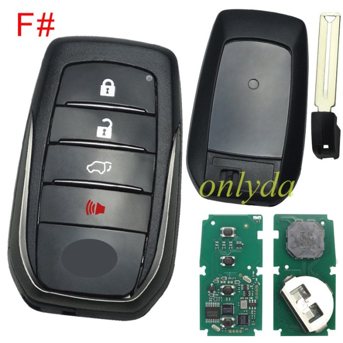 For Toyota Hliux remote key with 314.35-312.09 /433.58-434.3MHZ with Toyota H chip BM1ET 61A965-0182, pls choose model