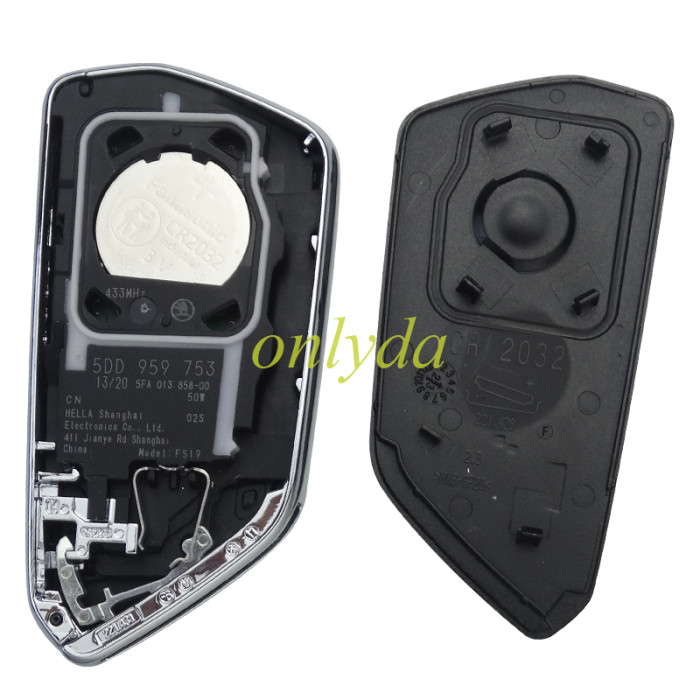 For VW Skoda original 3 button remote key with 433mhz MQB49 5D CMIIT NCF295XW 5DD959753/5DD 959 753 2020 Smart Key Remote Model:FS19