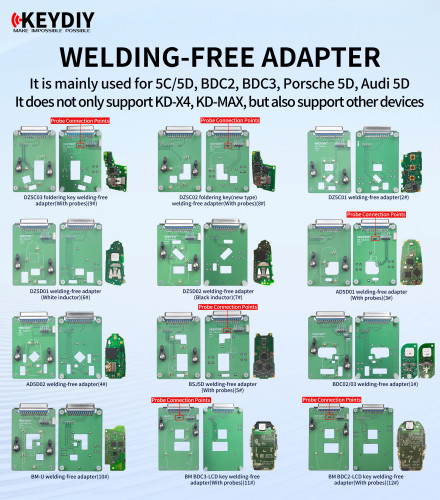 [full set]Keydiy BMW BDC2 BDC3 BCP VAG MQB49 5C 5D Clamp Adapter Solder Free Circuit Board 12 Pieces work with KD-X4 and KD-MAX