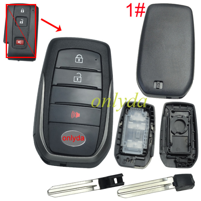 For Toyota 2+1button modified key shell with badge in the front,  back cover : 1#without badge/ 2#with Crown Badge/ 3#with Toyota Badge, MOQ is 5pcs