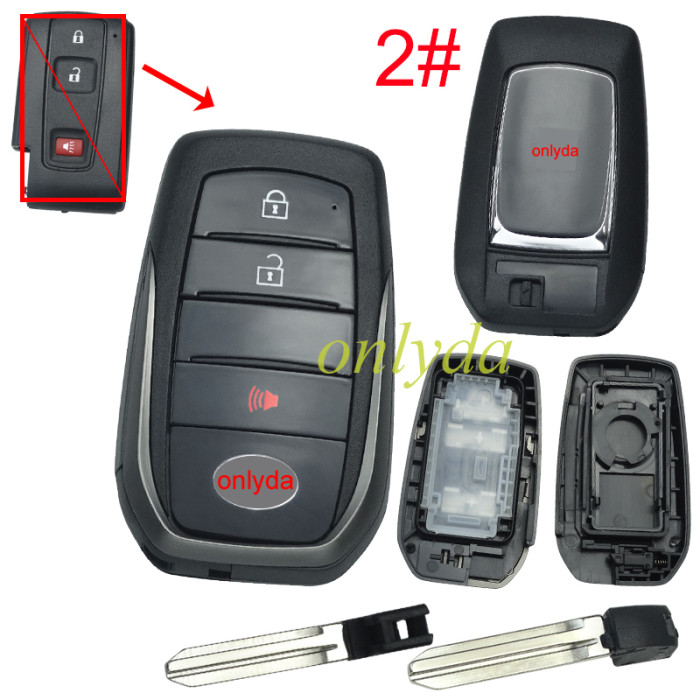 For Toyota 2+1button modified key shell with badge in the front,  back cover : 1#without badge/ 2#with Crown Badge/ 3#with Toyota Badge, MOQ is 5pcs