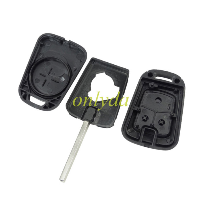 Free shipping from HK, 10pcs/lot for Opel 2 button remote key shell with blade HU100 without badge