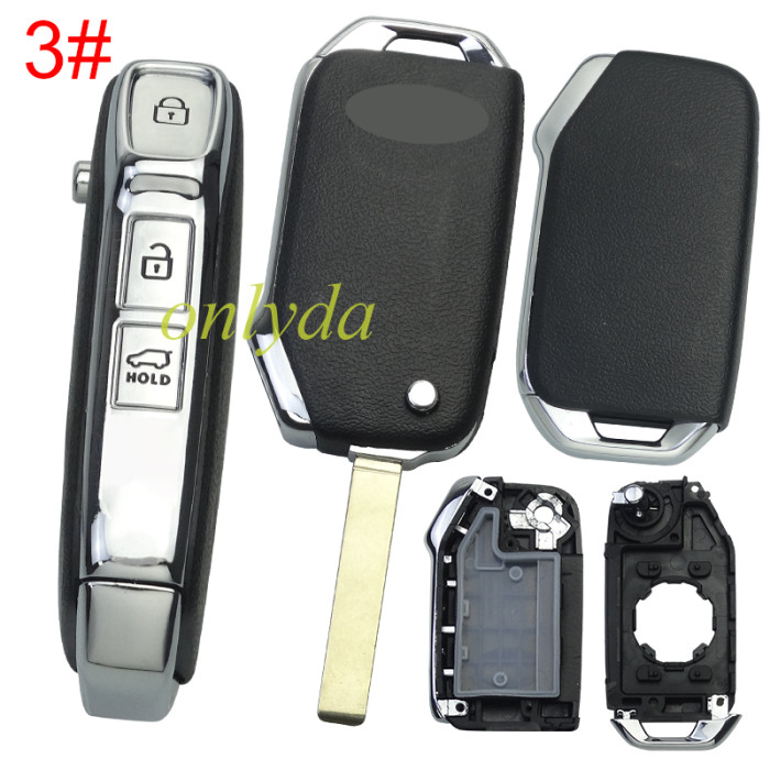 For New Kia 3 /3+1 button remote key shell with key blade with badge ， pls choose button