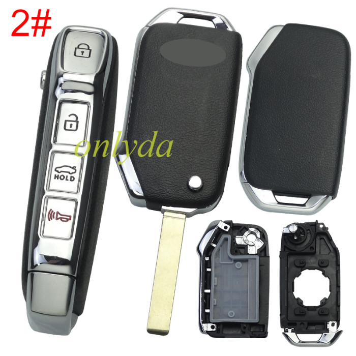 For New Kia 3 /3+1 button remote key shell with key blade with badge ， pls choose button