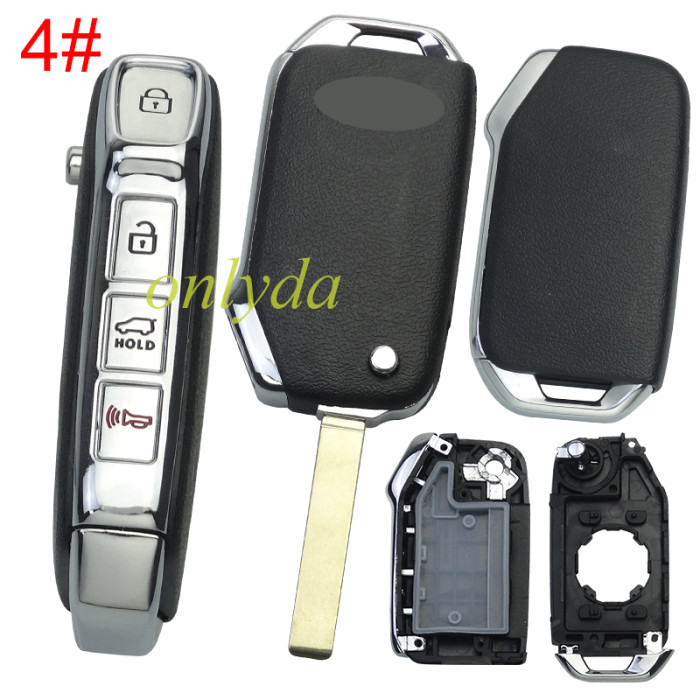 For New Kia 3 /3+1 button remote key shell with key blade with badge ， pls choose button