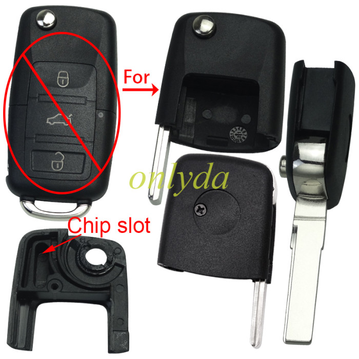Free shipping from HK,10pcs/lot for vw Passat flip remote key  head (the connect face is square)