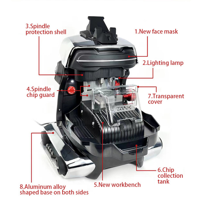 Free shipping from HK,2M2 TANK 2 Pro TANK II Pro CNC Key Cutting Machine ， Mobile APP Control，support Add House Keys Mul-T-lock, Dimple, Multi-point Keys