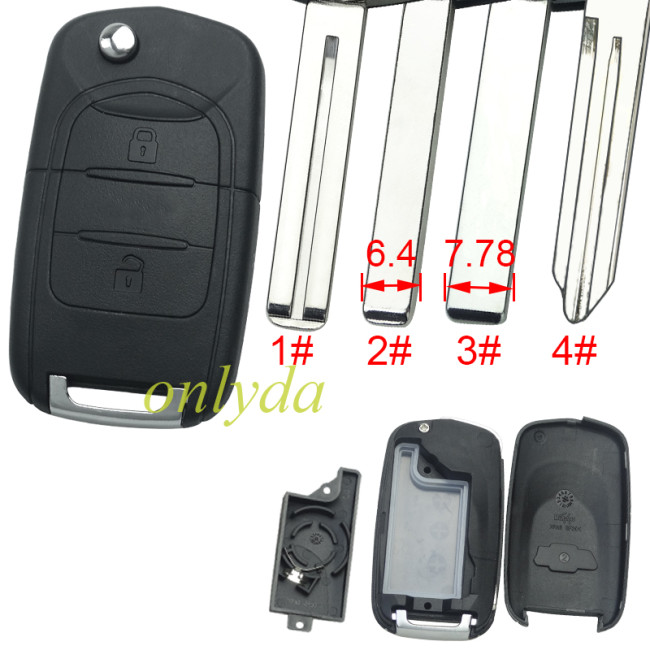 For Chevrolet 2 button remote key shell with cross badge, pls choose the blade