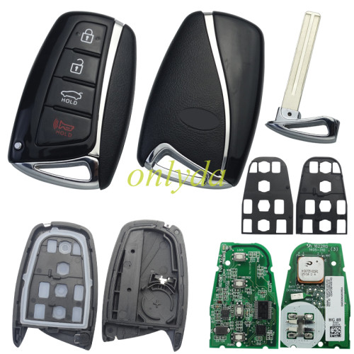 Original Hyundai Azera 2016 Genuine Smart Key Remote 433MHz 3+1 buttons   8A Texas Crypto 128-bits DST AES 95440-3V036  FCCID: DD4FOB1406-HG 954403v036  Genuine board +aftermarket shell