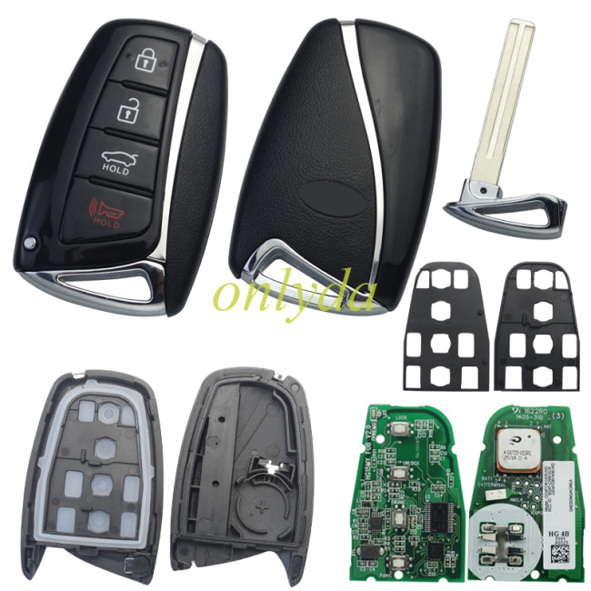 Original Hyundai Azera 2016 Genuine Smart Key Remote 433MHz 3+1 buttons   8A Texas Crypto 128-bits DST AES 95440-3V036  FCCID: DD4FOB1406-HG 954403v036  Genuine board +aftermarket shell