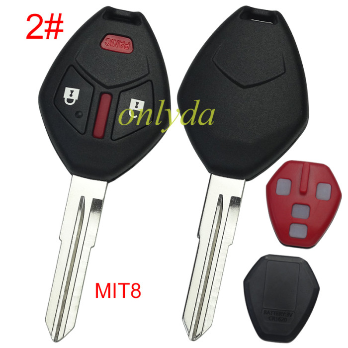 For Mitsubishi remote key shell with MIT11R/MIT8 blade Without badge  with inner part key shell , pls choose button model