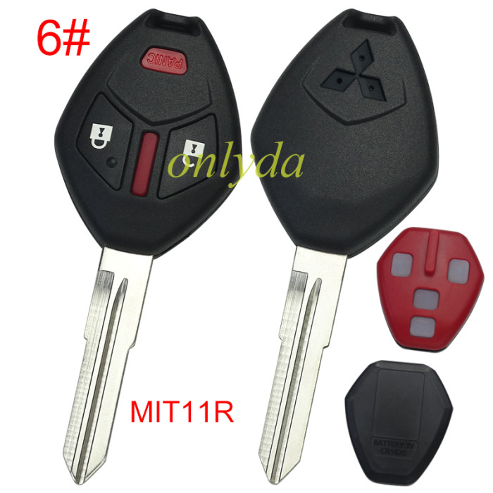 For Mitsubishi remote key shell with MIT11R/MIT8 blade With badge  with inner part key shell , pls choose button model
