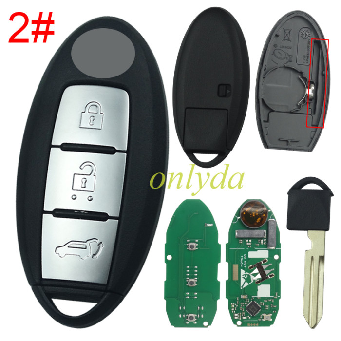 Nissan 3 button remote key For 2019 new X-Trail 433.92mhz, Hitag-AES 4A chip:NCF29M  KR5TXN3, KR5TXN1  Nissan Altima (2019-2022),  Sentra (2020-2023),  Versa (2020-2023),  and Kicks. S180144501 with light on PCB