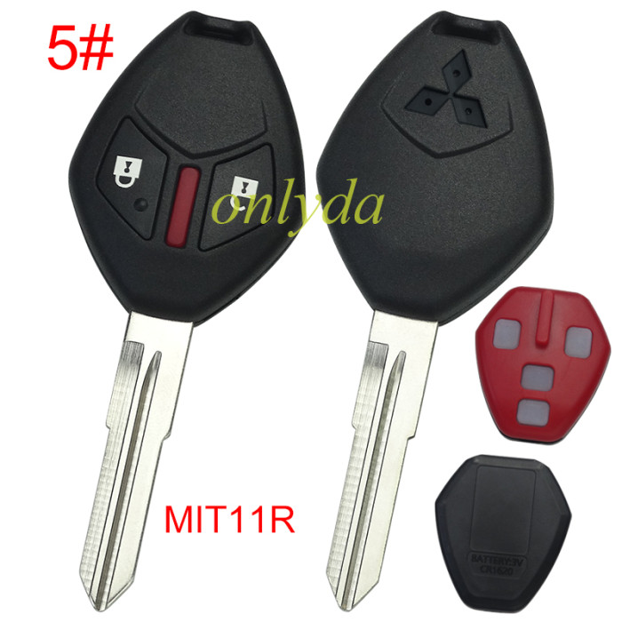 For Mitsubishi remote key shell with MIT11R/MIT8 blade With badge  with inner part key shell , pls choose button model