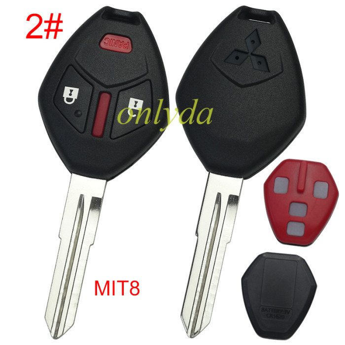 For Mitsubishi remote key shell with MIT11R/MIT8 blade With badge  with inner part key shell , pls choose button model