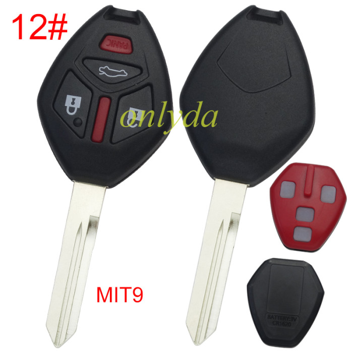 For Mitsubishi remote key shell with MIT11R/MIT8 blade With badge  with inner part key shell , pls choose button model
