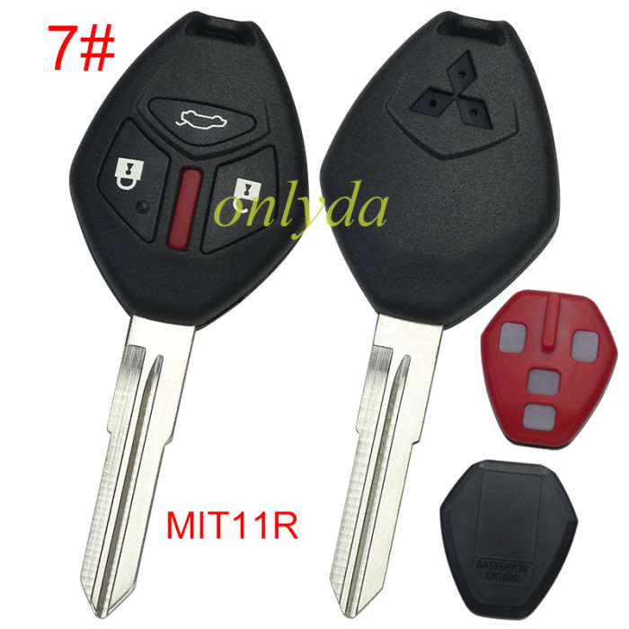 For Mitsubishi remote key shell with MIT11R/MIT8 blade With badge  with inner part key shell , pls choose button model