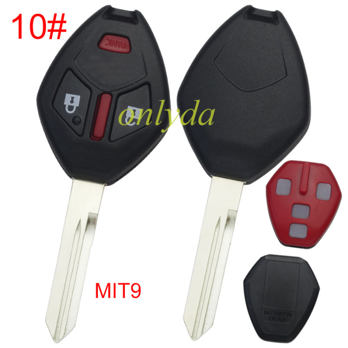 For Mitsubishi remote key shell with MIT11R/MIT8 blade With badge  with inner part key shell , pls choose button model