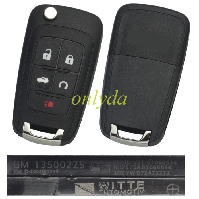 Original Chevrolet Cruze 2010-2017 Proximity Flip Key Remote keyless   P/N: 13531362 433MHz 5 Buttons ID46 HITAG2 PCF7952 GM13506408 original cover + Original PCB