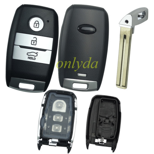 For Kia 3 button remote key shell with key blade with badge