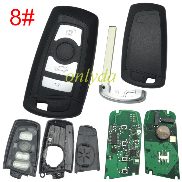 For BMW CAS4 /FEM Keyless remote key 3 Button/ 4 Button  with 49 / original PCF7953P Hitag Pro chip   KR55WK49863 with 315mhz /434mhz/868mhz/, pls choose frequency and model