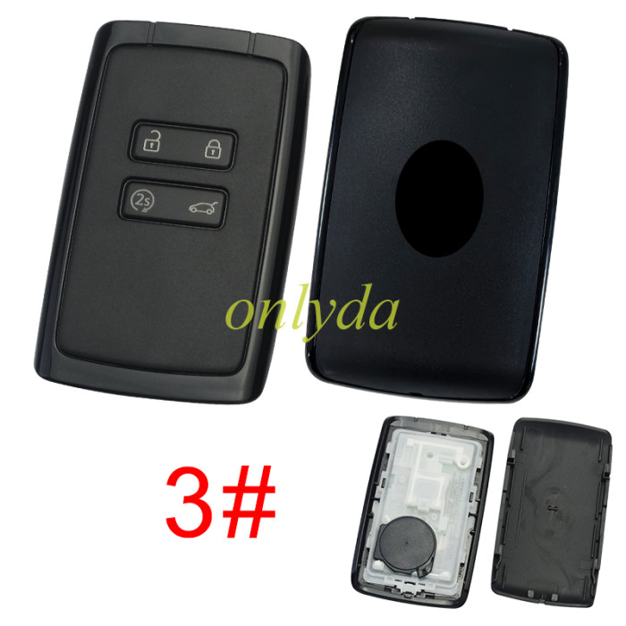 ​original Keyless For Renault  CAPTUR 2018-2023  CLIO 2018-2023 ESPACE 2018-2023 MEGANE 2018-2023 ZOE 2018-2023  Smart Card Key 4 Buttons 433MHz  HITAG AES NCF29A1M ID4A    FCC ID: KR5IK4CH-01   OEM Part Number: 285977147R  Note：the back cover is aftermarket . White Color/Black color ，​Pls choose button model