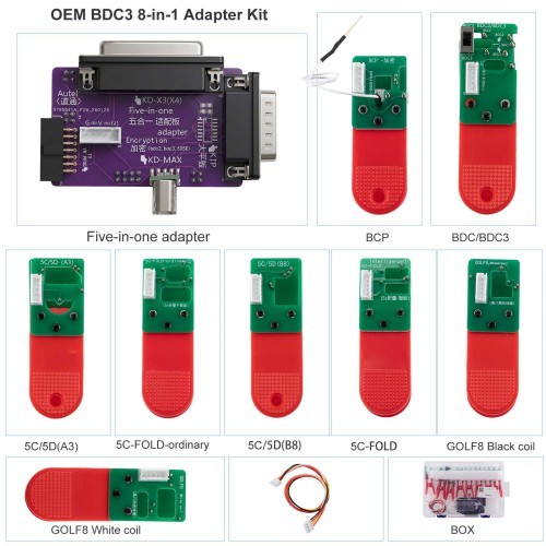Universal BMW BDC3 BCP VAG MQB49 5C 5D 8 in 1 Clip Adapters for Original Key Data Reading.  Compatible with VVDI /Keydiy and other device