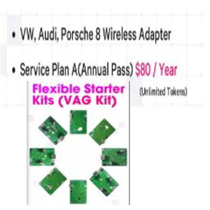 [Annual Subscription Utoken Service recharge ] for KYDZ VAG VW/Audi/Porsche 8 Wireless Adapter set ●Service Plan A(Annual Pass) $80 / Year (Unlimited UTokens) 1USD=1UToken (Pls pay attention, UToken is only for the dapter usage licence, cannot do calculation such as MQB/MLB)  (If you want do date calculation, need pay extra cost for 200Account Points each time, 200points=8USD   SKU:KYDZ-SB06 )
