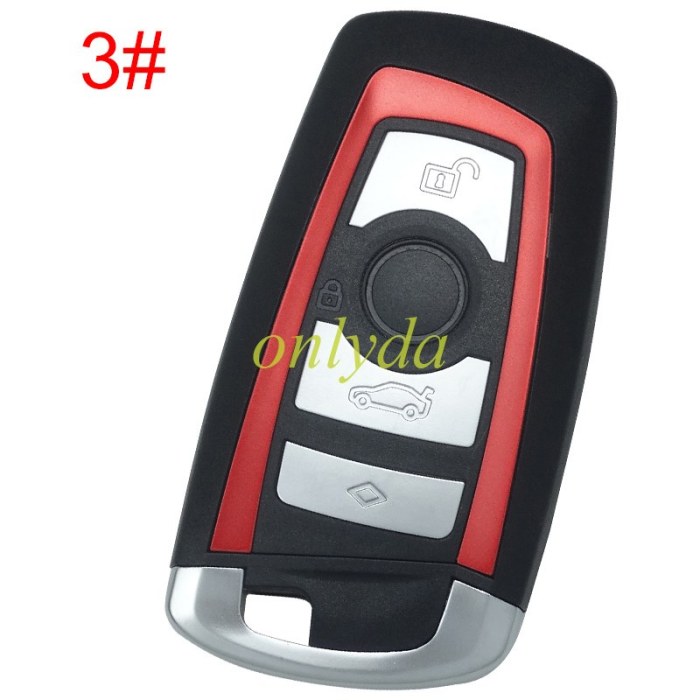 free shipping from HK ，BMW 4 button remote key blank with blade, pls choose color