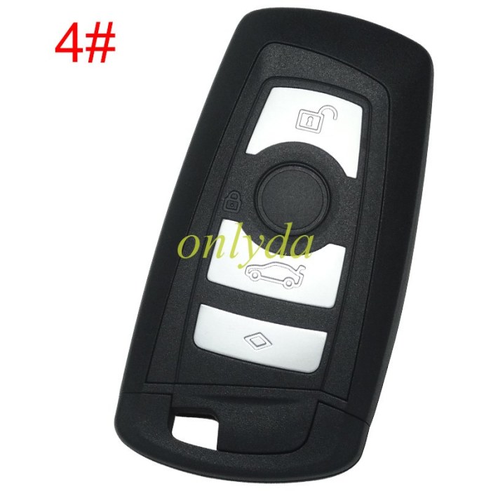 free shipping from HK ，BMW 4 button remote key blank with blade, pls choose color