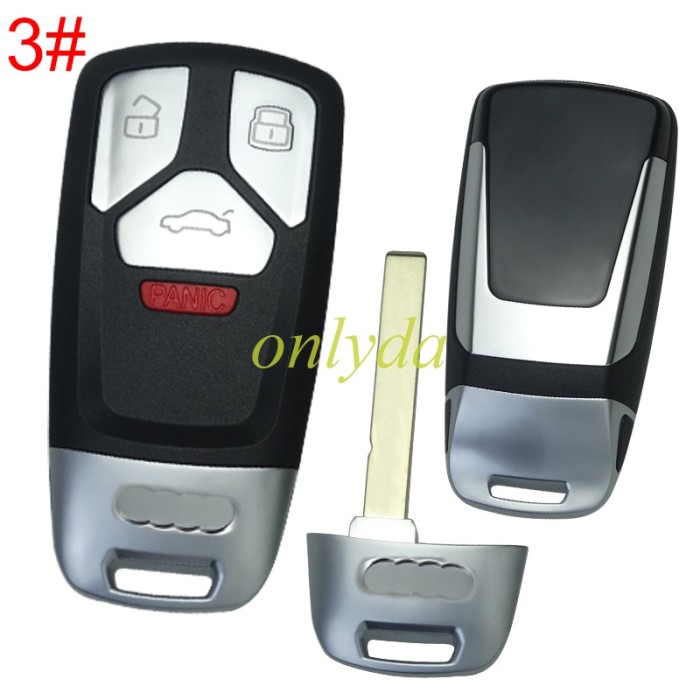 free shipping from HK,Audi 3 button remote key blank with blade