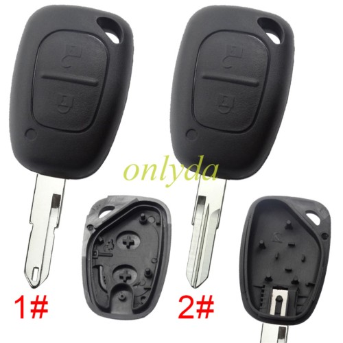 free shipping 10pcs/unit,Renault 2 button key blank with NE73 and VAC102, pls choose blade.