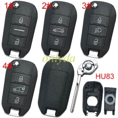 free shipping 10pcs/unit,Citroen remote key shell without logo, blade HU83. Pls choose the button type