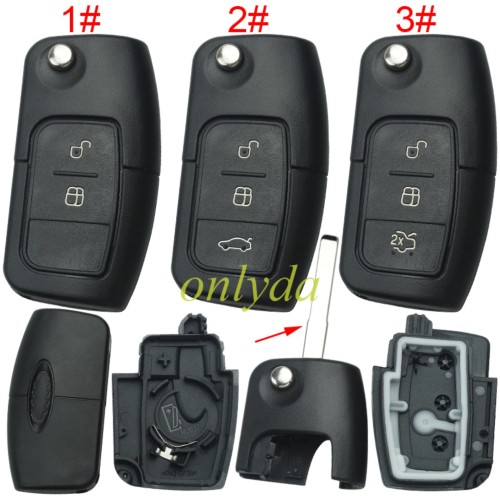 free shipping 10pcs/unit,Ford Focus flip remote key blank，pls choose button