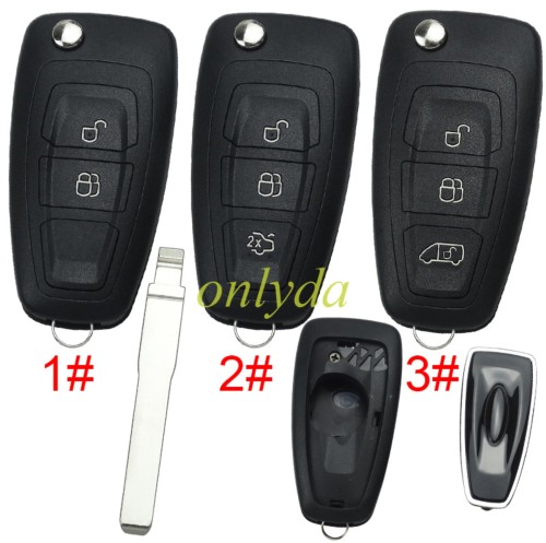 free shipping 10pcs/unit,Ford focus flip  remote key blank，pls choose button
