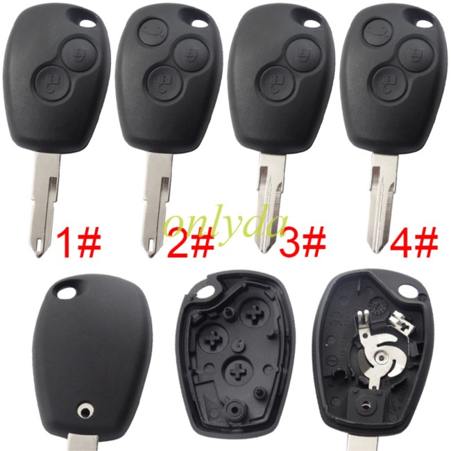 free shipping 10pcs/unit,Renault2/3 button  key blank with stainless steel battery clamp with NE73 and Vac102, without logo.pls choose button and blade