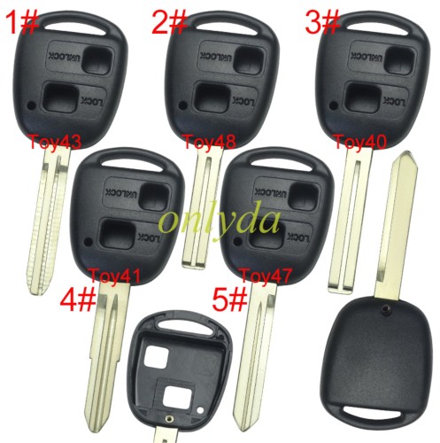 free shipping 10pcs/unit,Toyota 2-Button Remote key blank without logo  Toyota43-SH2