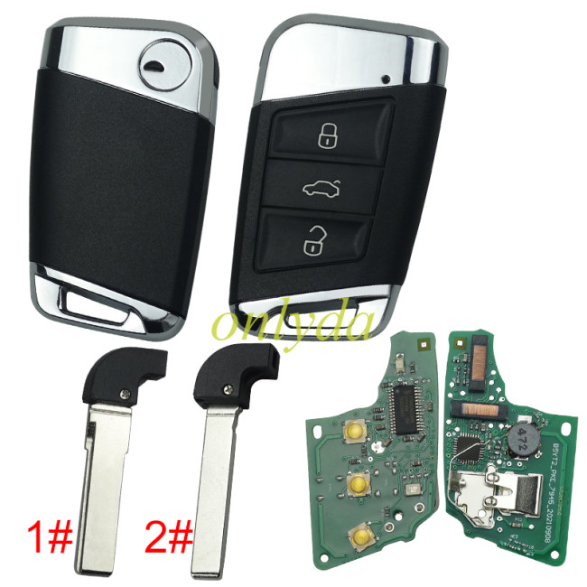 For VW MQB/B8 3 button keyless remote key with AES48 chip-434mhz ASK model