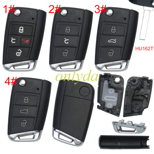 Super Stronger GTL  For VW golf 7 3/3+1 button key blank  HU162T blade with badge with metal head, pls choose button