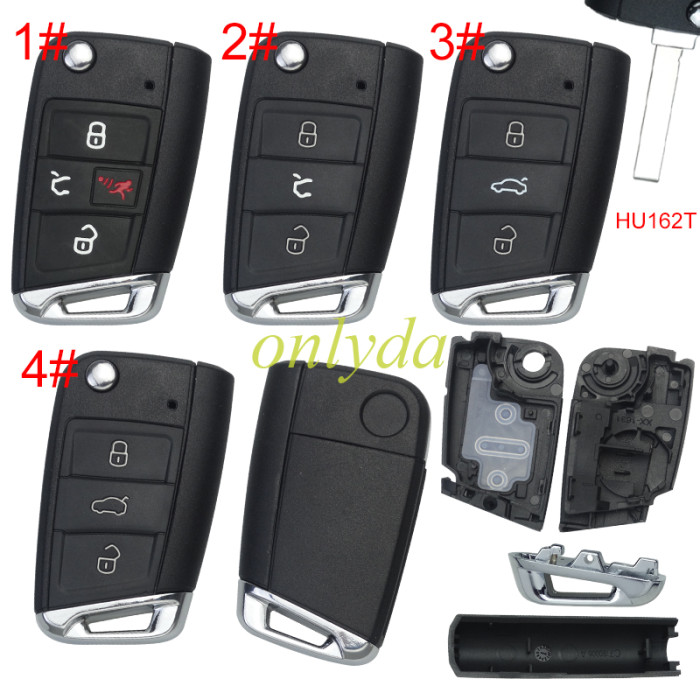 Super Stronger GTL  For VW golf 7 3/3+1 button key blank  HU162T blade with badge with metal head, pls choose button